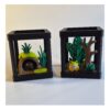 2 kikkers 1 Mini Terrarium met Zwarte Regenkikker – Decoratieve Miniatuur Leefomgeving met Bijlage