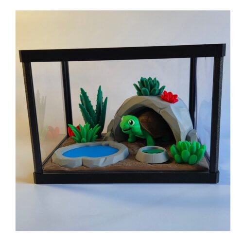 schildpad Terrarium met Griekse Landschildpad – Decoratieve Miniatuur Leefomgeving met Bijlage
