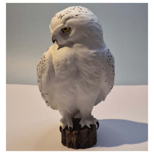 iets gedraaid Sneeuwuil – Gedetailleerd 3D-geprint Beeld