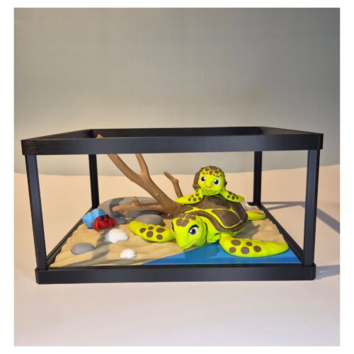2 Terrarium met moeder zeeschildpad en kind