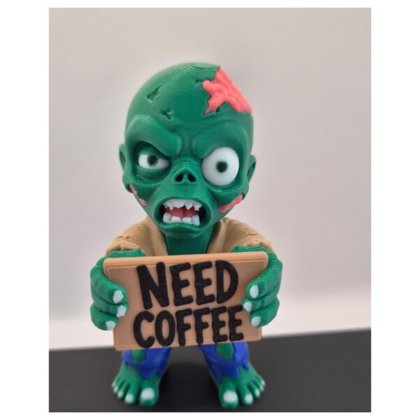 Halloween zombie met grappige verwisselbare tekstbordjes