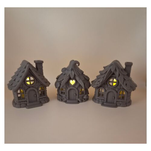 Sfeervolle huisjes als kaarshouders set van 3